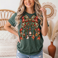 Christmas Plaid Bow & Holiday Charms Graphic Tee