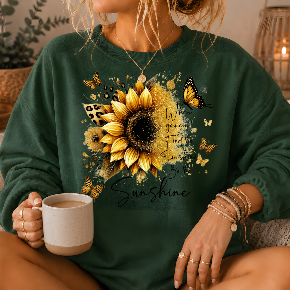Be the Sunshine Sunflower Butterfly Crewneck Sweatshirt