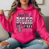 Kinda Boujee Kinda Broke Pink Leopard Graphic Hoodie