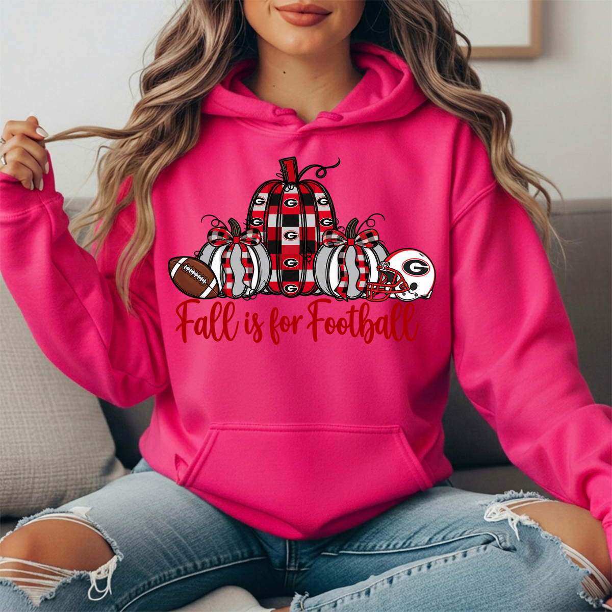 Georgia Bulldogs Fall Is for Football Pumpkin Graphic Hoodie