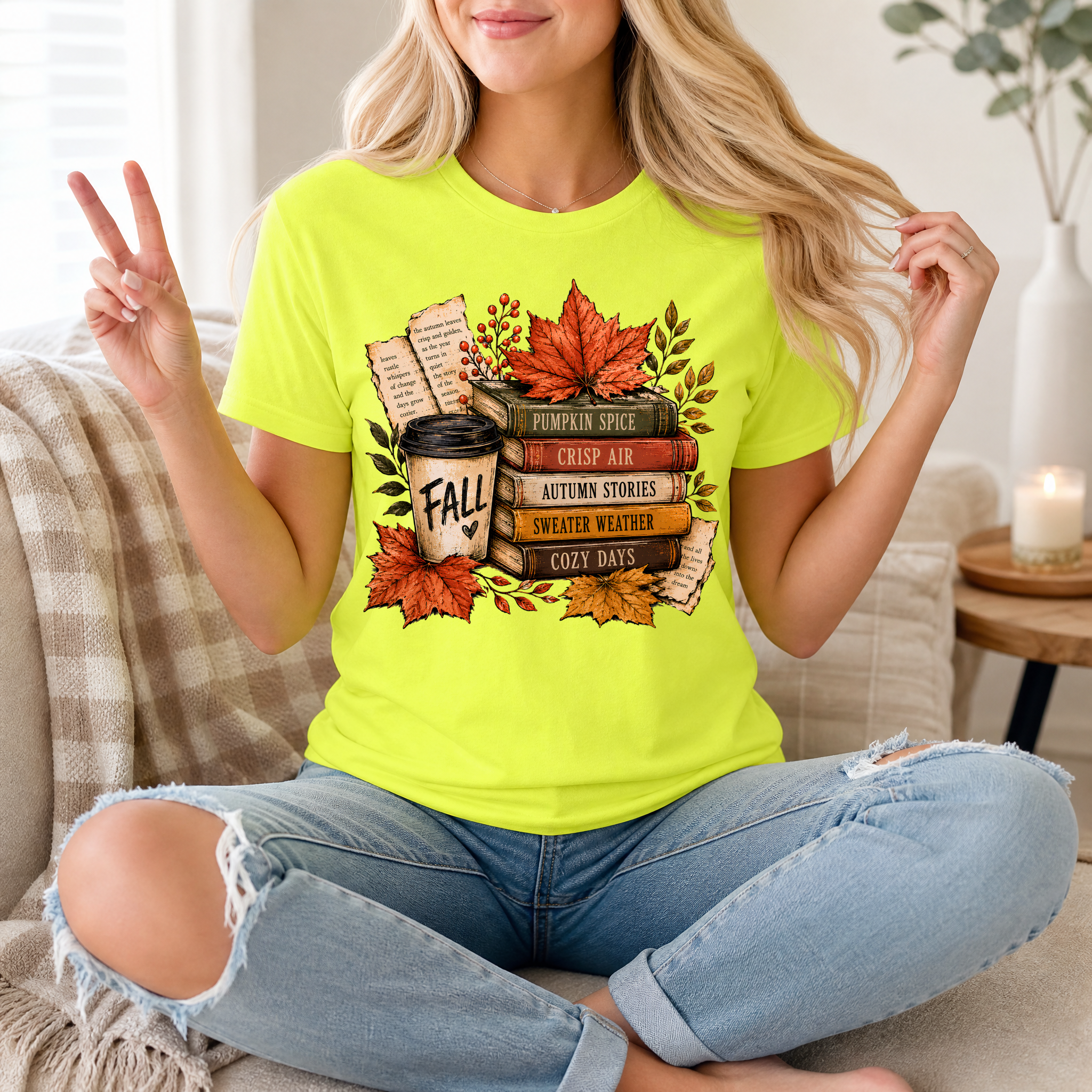 Fall & Bookish Cozy Premium Graphic Tee