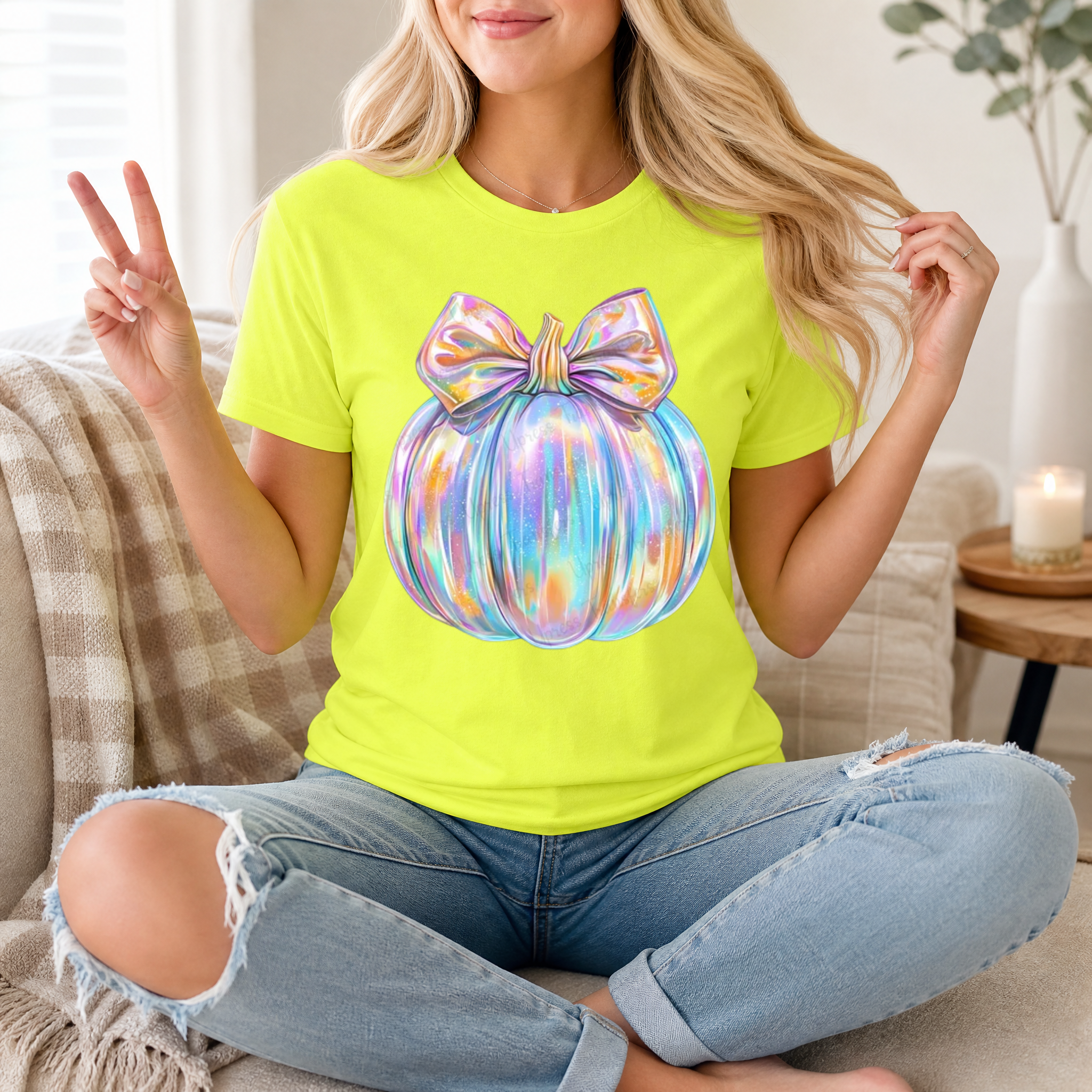 Sparkle Iridescent Pumpkin Premium Graphic Tee