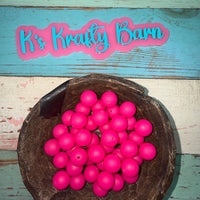 15mm Solid Silicone Beads- Neon Pink