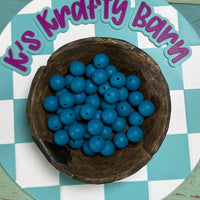 15mm Solid Silicone Beads- Tropical Teal