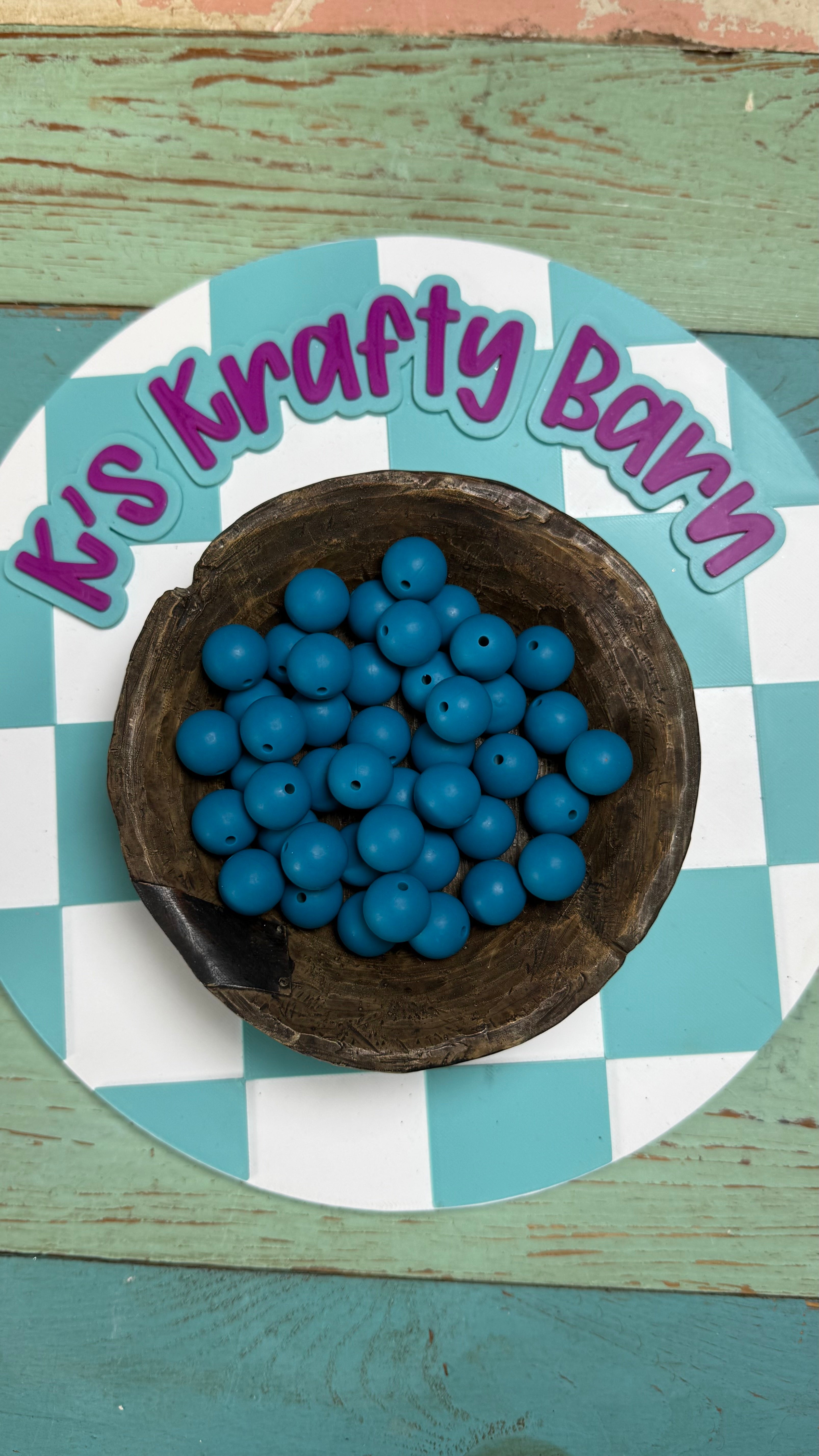 15mm Solid Silicone Beads- Tropical Teal