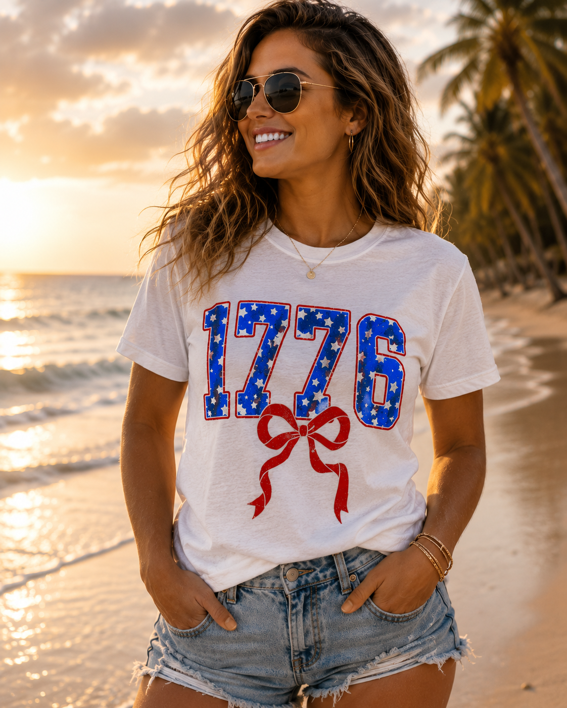 Vibrant 1776 USA Stars Graphic Tee