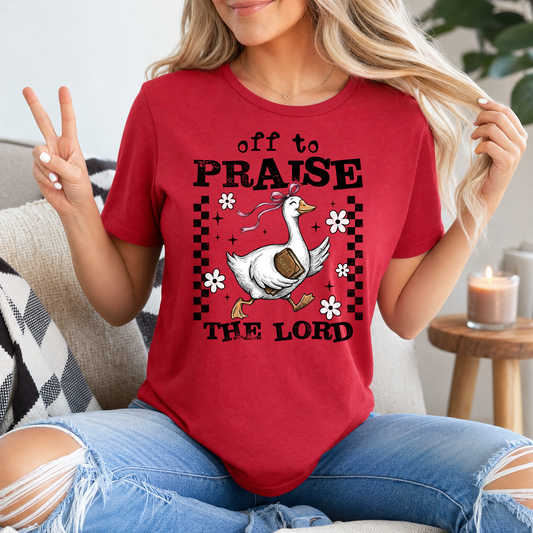Off To Praise The Lord Christian Graphic Tee