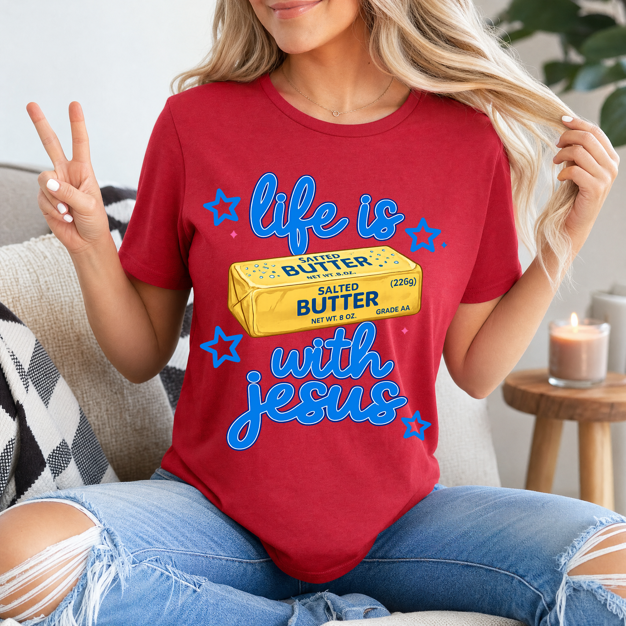 Life Is Butter With Jesus Premium Graphic Tee