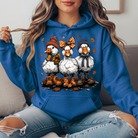 Fall Ducks in Boots & Orange Bow Graphic Hoodie