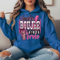 Kinda Boujee Kinda Broke Pink Leopard Graphic Hoodie