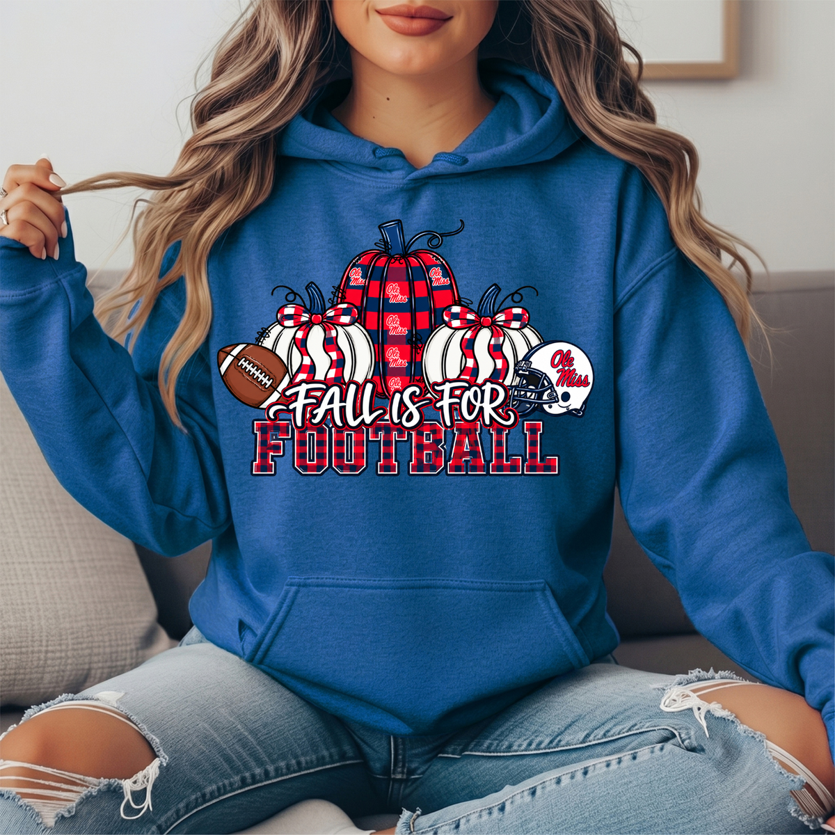 Ole Miss Fall Is for Football Pumpkin Graphic Hoodie