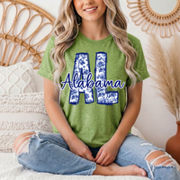Alabama Blue Floral AL Graphic Tee