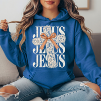 Jesus Floral Lace Cross & Gingham Bow Graphic Hoodie