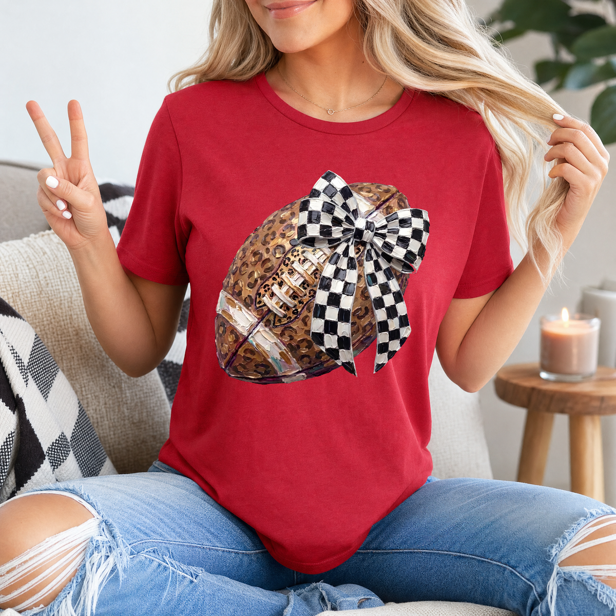 Leopard Painted Football Premium Graphic Tee