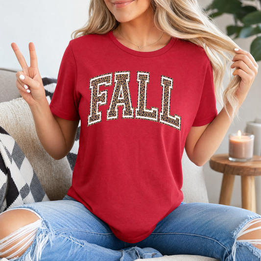 Fall Leopard Print Varsity Graphic Tee
