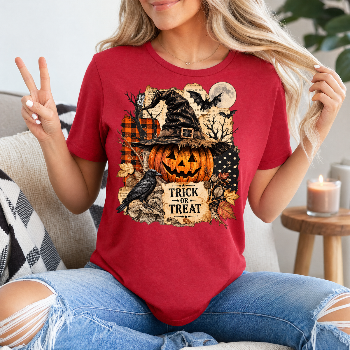 Trick or Treat Vintage Halloween Premium Graphic Tee