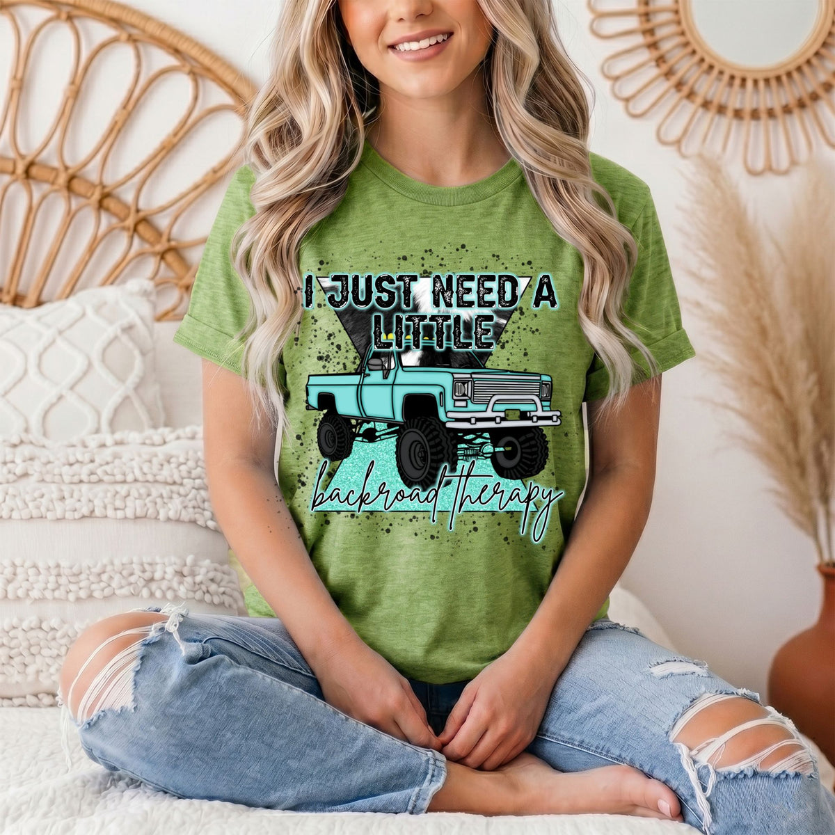 Backroad Therapy Turquoise Truck Graphic Tee
