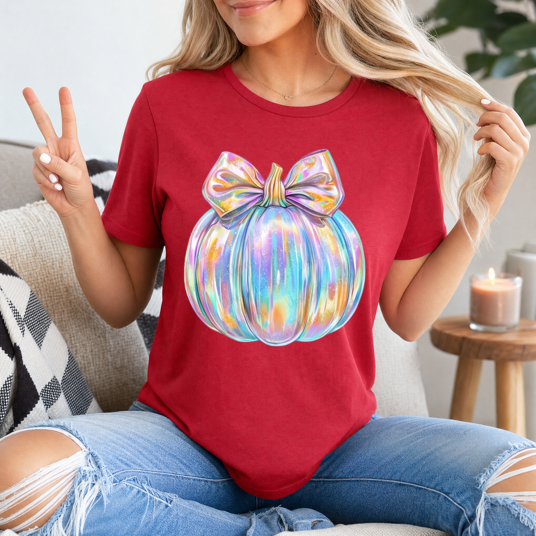 Sparkle Iridescent Pumpkin Premium Graphic Tee