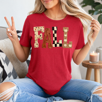 Fall Floral, Checkerboard & Pumpkin Graphic Tee