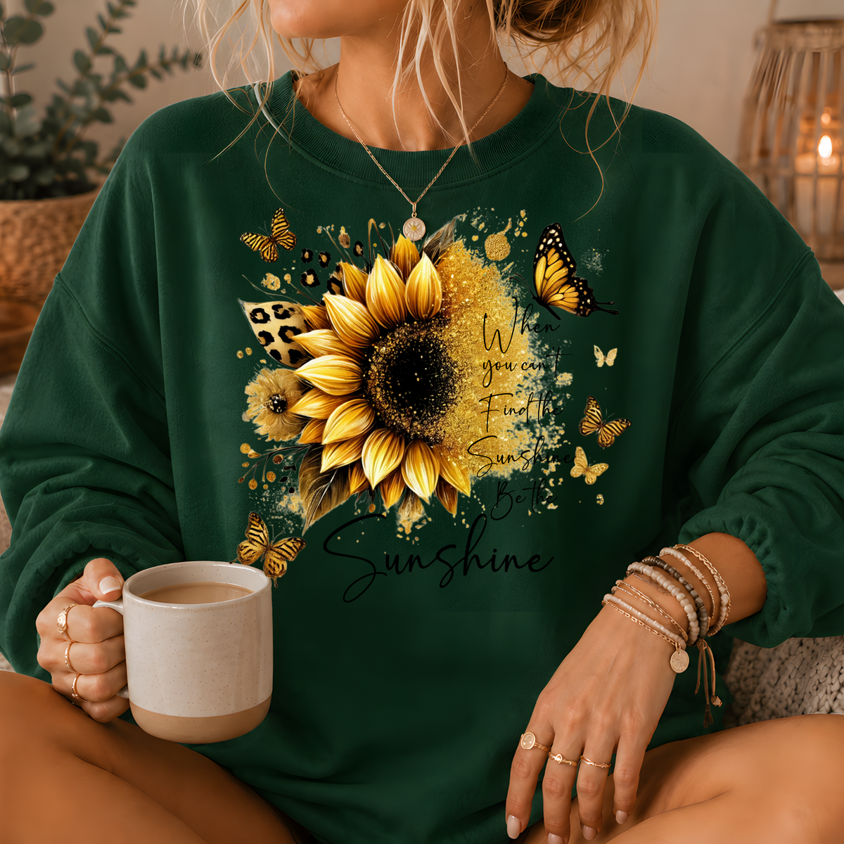Be the Sunshine Sunflower Butterfly Crewneck Sweatshirt