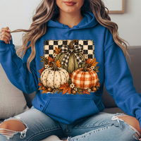 Rustic Fall Pumpkins Buffalo Check Bow Graphic Hoodie