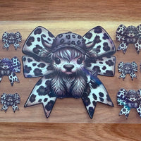 #70 Cow with leopard bow-holographic K's Krafty Barn