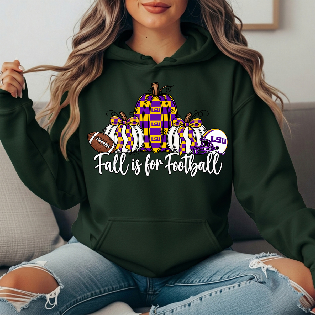 LSU Fall Is for Football Pumpkin Graphic Hoodie