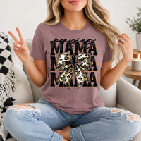 Praying Mama Leopard Bow & Cross Graphic Tee