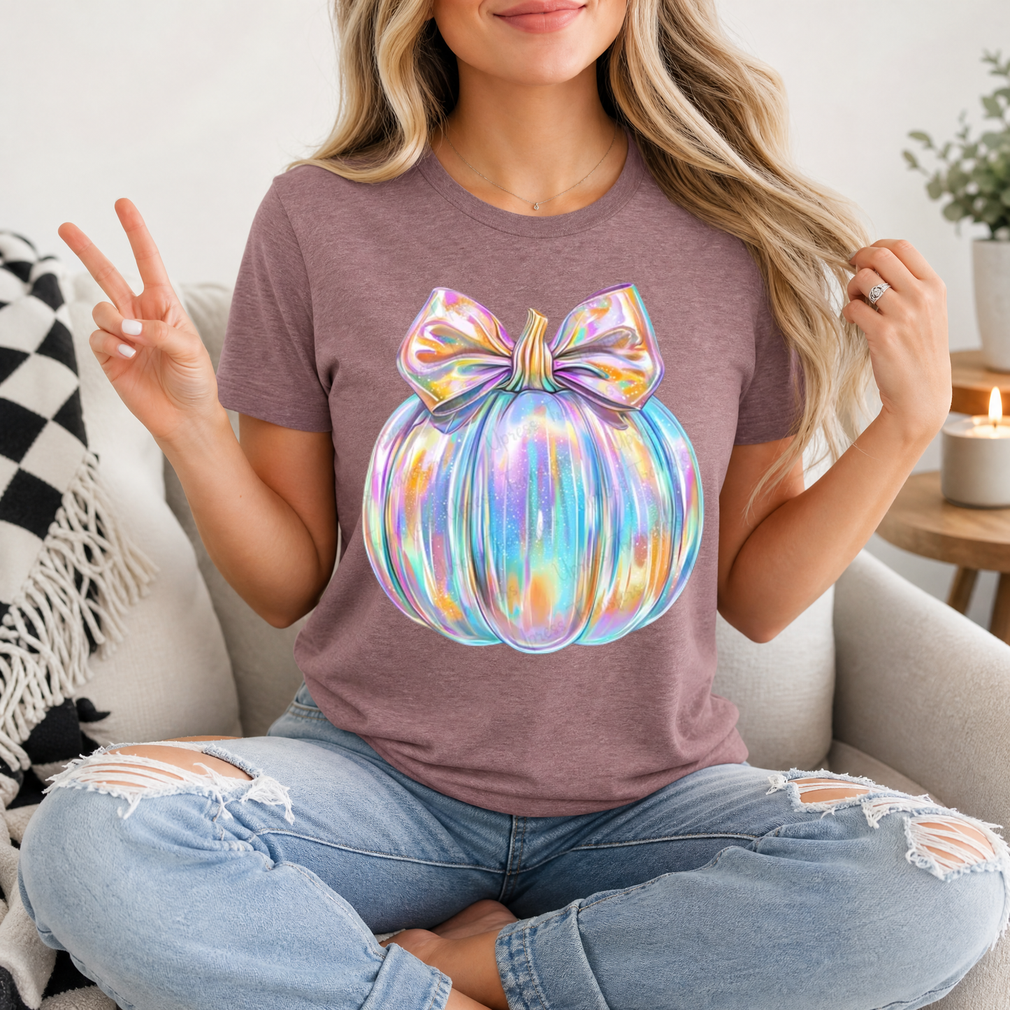 Sparkle Iridescent Pumpkin Premium Graphic Tee