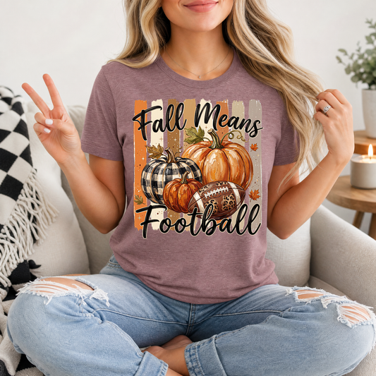 Fall Means Football Pumpkin Graphic Tee
