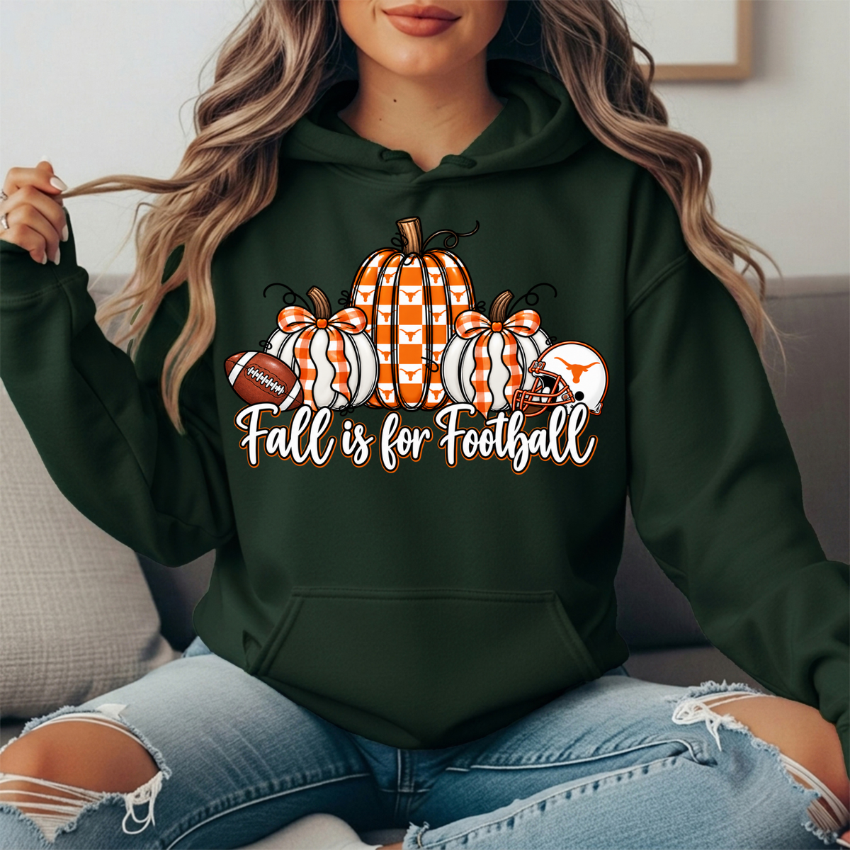 Texas Longhorns Fall Is for Football Pumpkin Graphic Hoodie