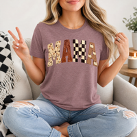 Fall Mama Floral, Checkerboard & Pumpkin Graphic Tee