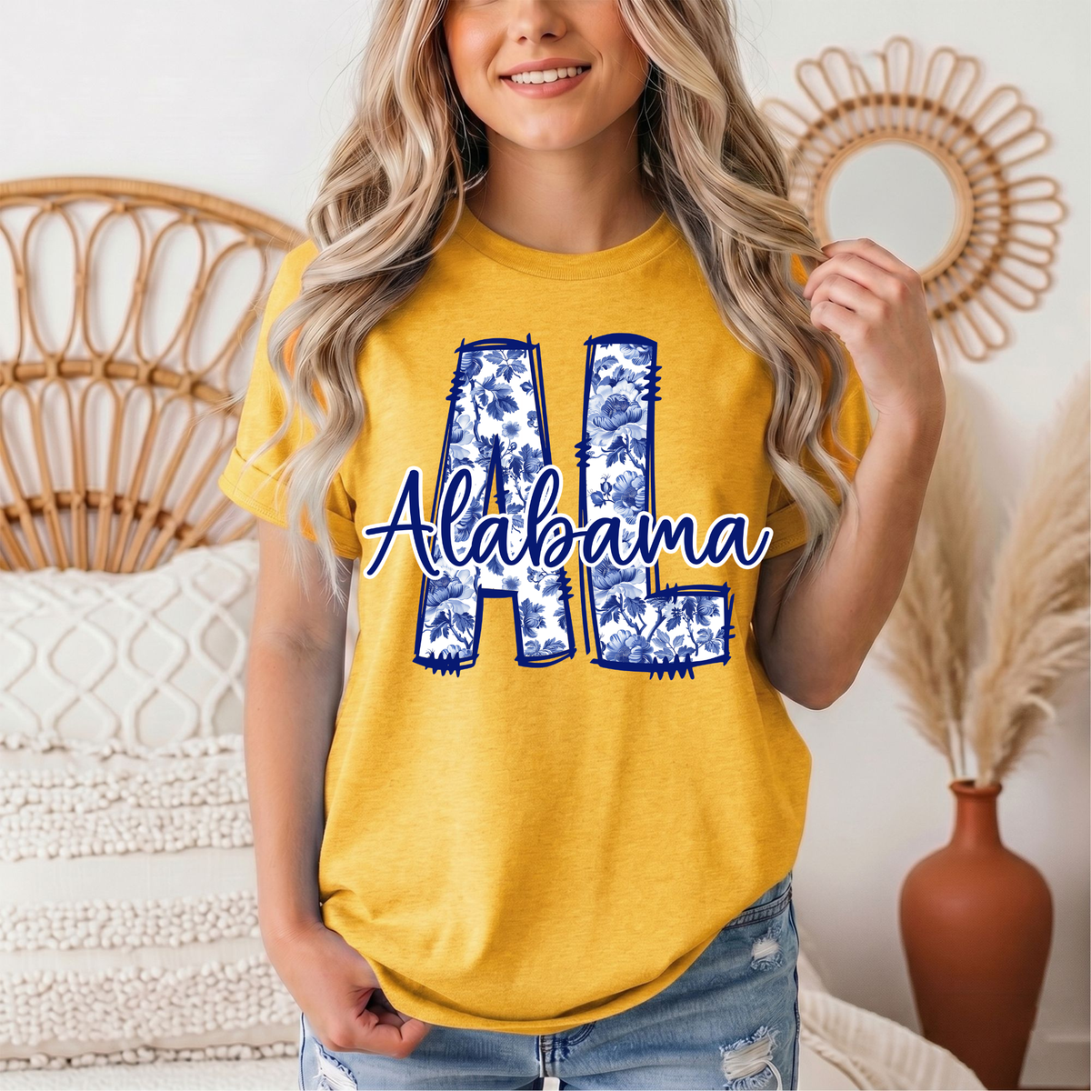 Alabama Blue Floral AL Graphic Tee