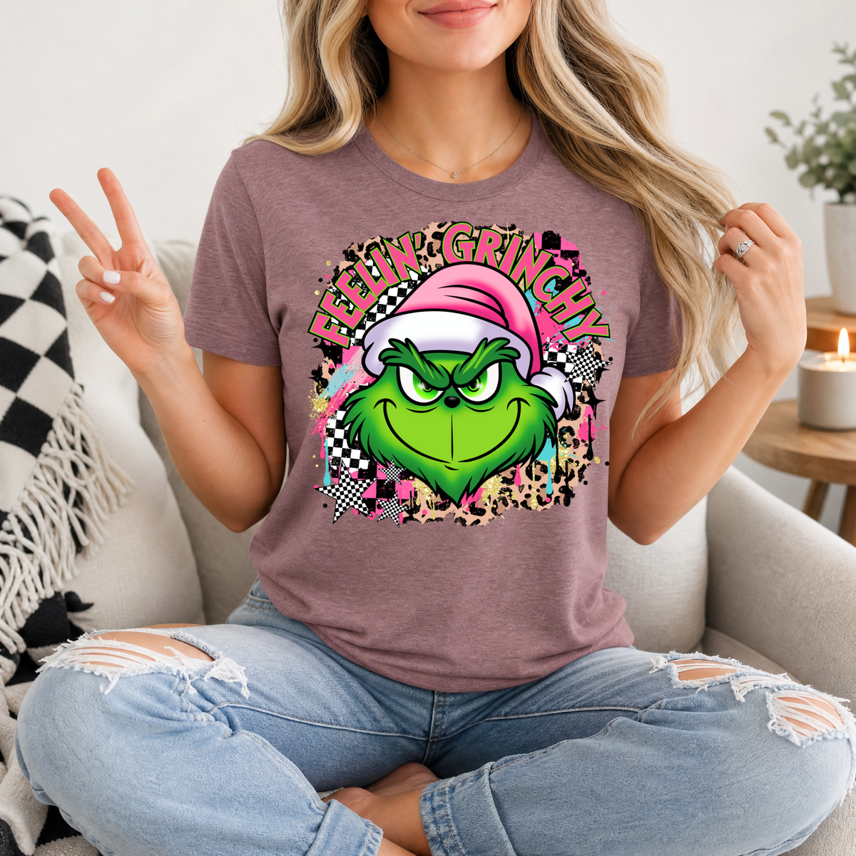 Feelin' Grinchy Christmas Premium Graphic Tee