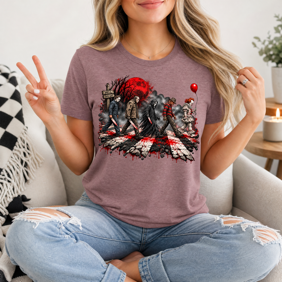 Halloween Horror Slashers Crosswalk Graphic Tee