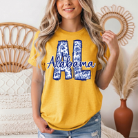 Alabama Blue Floral AL Graphic Tee