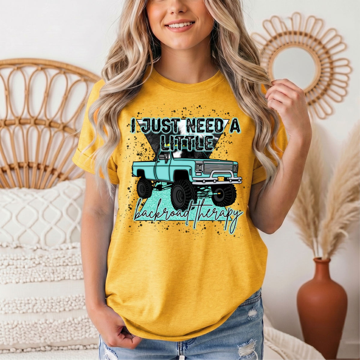 Backroad Therapy Turquoise Truck Graphic Tee