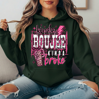 Kinda Boujee Kinda Broke Pink Leopard Graphic Hoodie