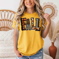 Fall Plaid Leopard & Floral Patchwork Graphic Tee