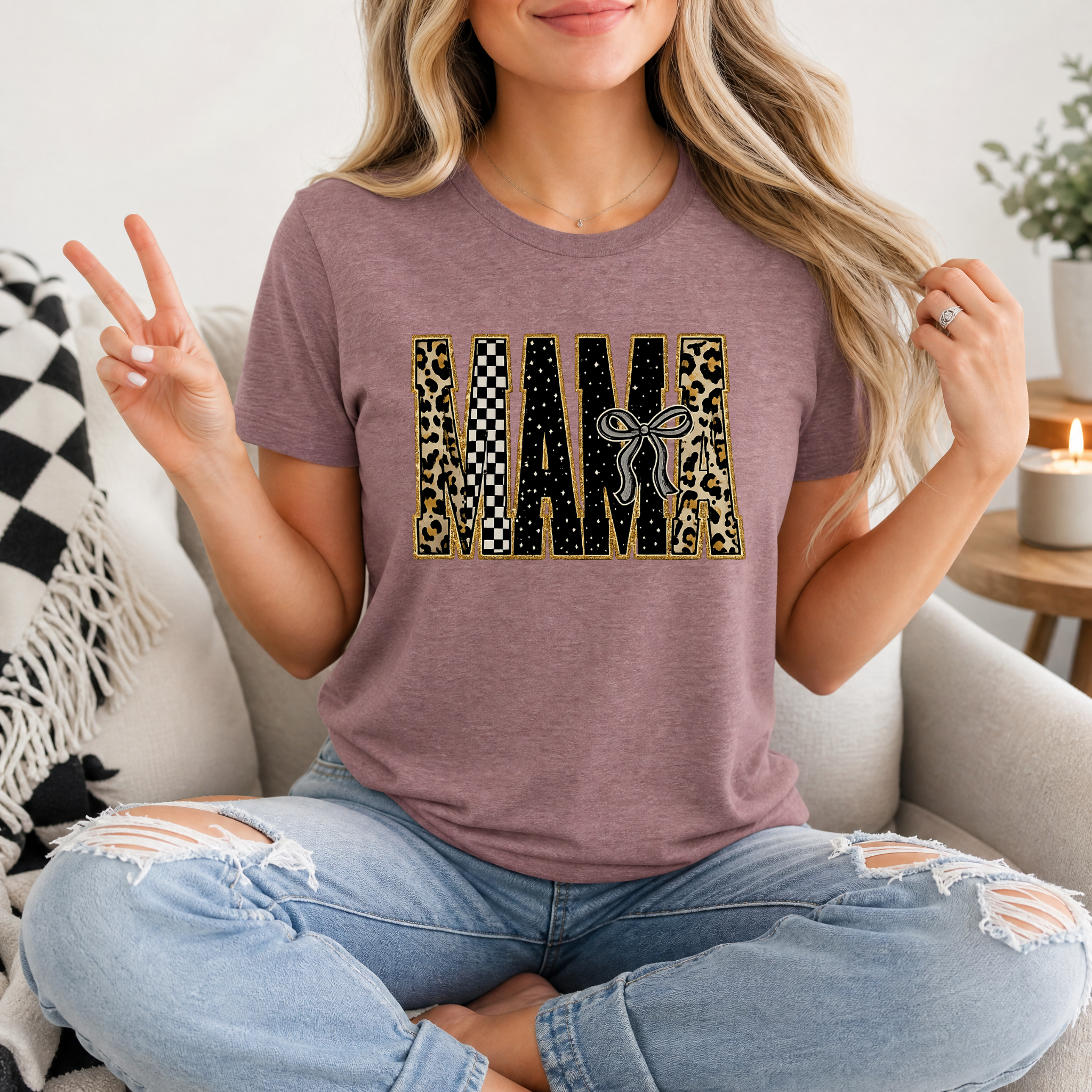 Mama Mixed Pattern Premium Graphic Tee