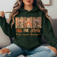 Fall for Jesus He Never Leaves Bow Cross Graphic Hoodie