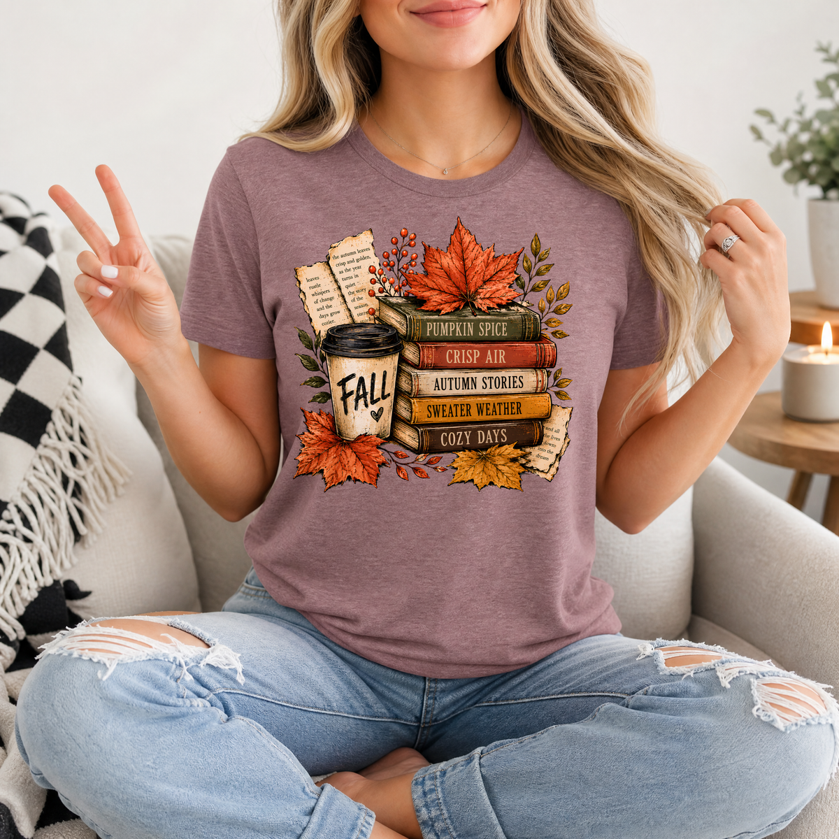 Fall & Bookish Cozy Premium Graphic Tee