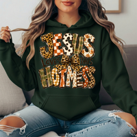 Jesus Loves This Hot Mess Leopard Bow Graphic Hoodie
