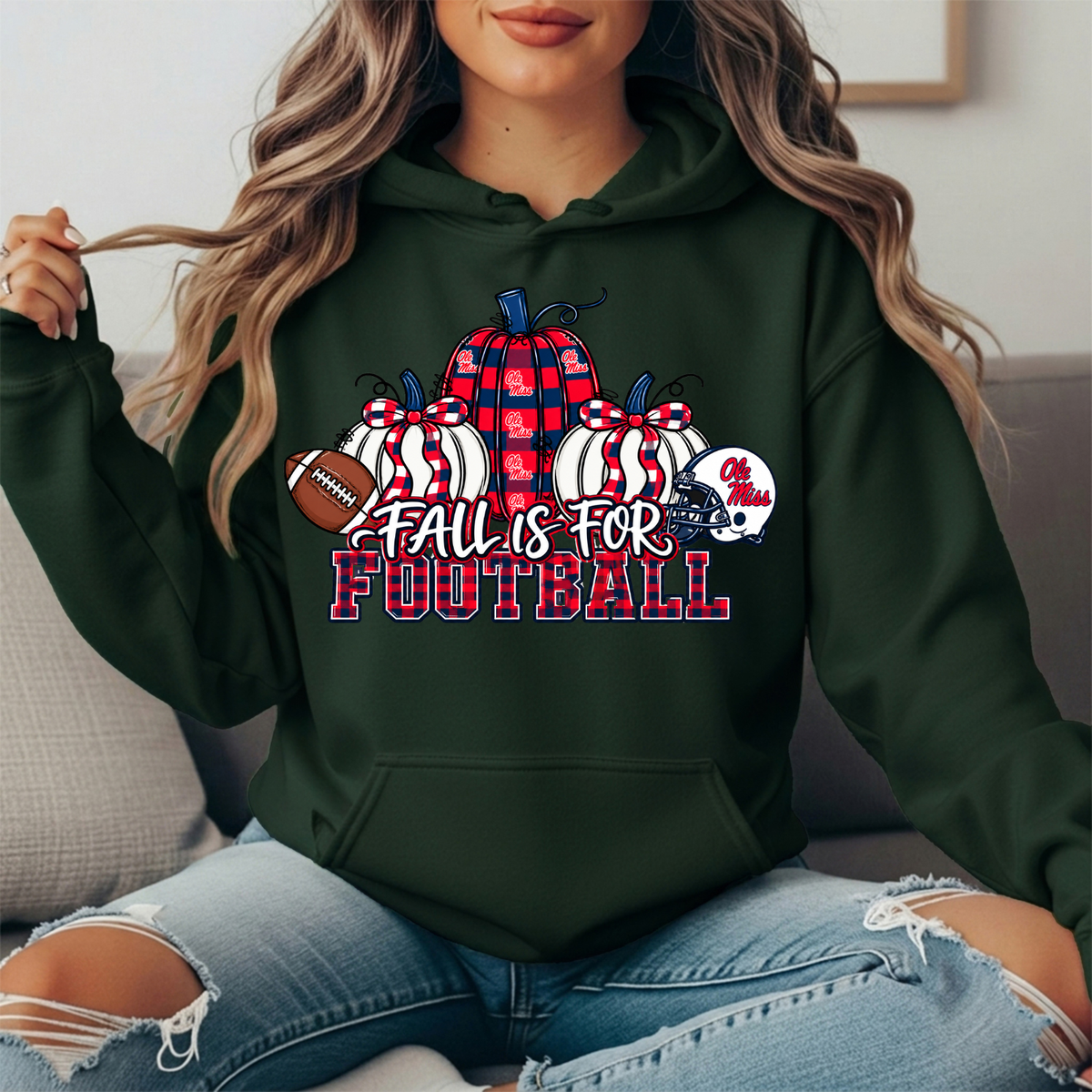 Ole Miss Fall Is for Football Pumpkin Graphic Hoodie