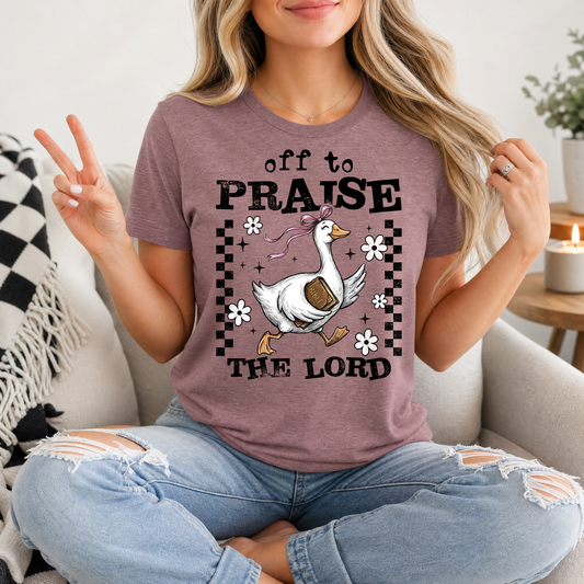 Off To Praise The Lord Christian Graphic Tee