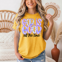 God Is Good All the Time Purple Bow Graphic Tee
