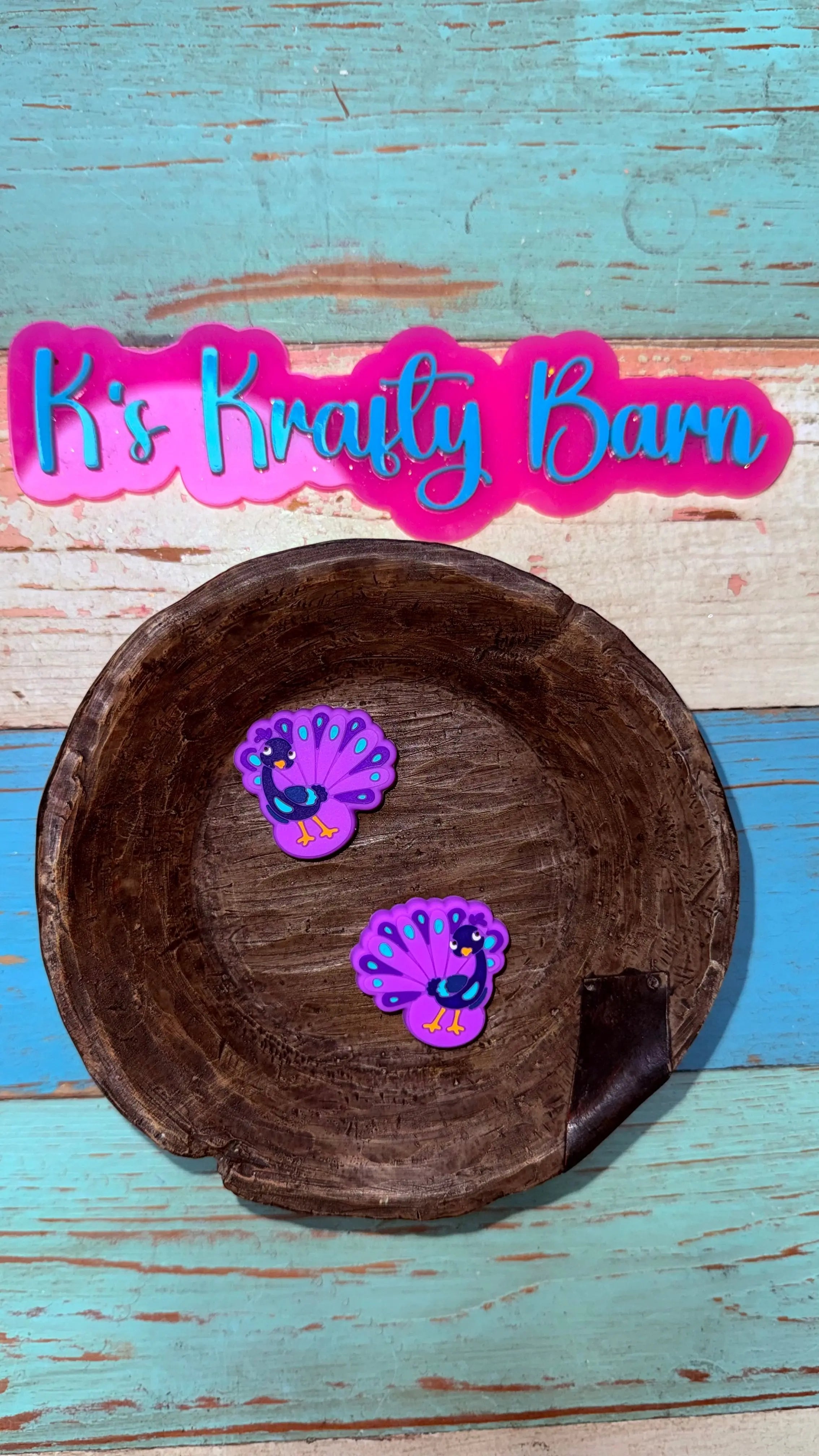 Silicone Focal Bead- Cute Peacock K's Krafty Barn