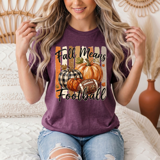 Fall Means Football Pumpkin Graphic Tee