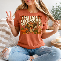 Grandma Thanksgiving Turkey & Bow Graphic Tee