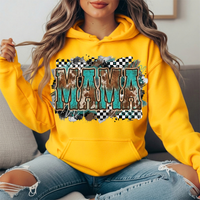 Turquoise Cowhide Mama Western Graphic Hoodie